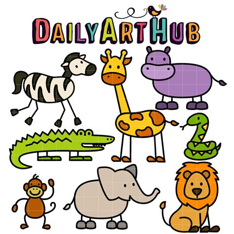 Stick Safari Animals Clip Art Set Daily Art Hub Free Clip Art Everyday