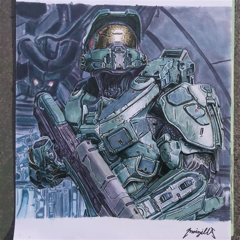Marker Drawing Of Master Chief Rhalo
