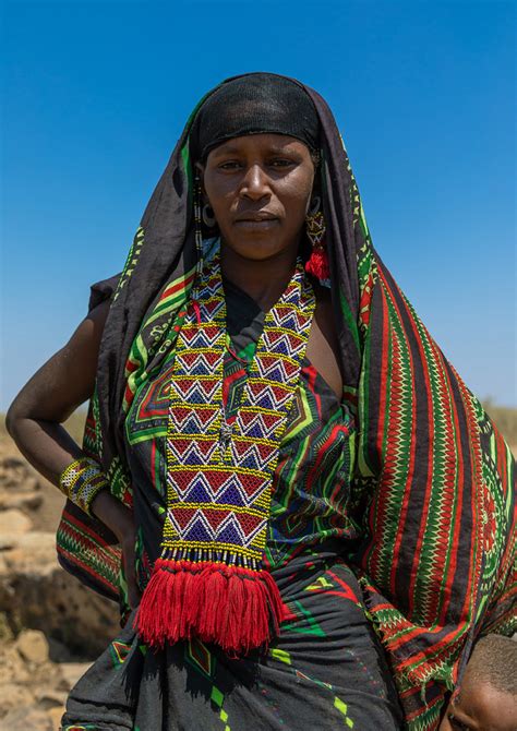 Portrait Of An Issa Tribe Woman With A Beaded Necklace Afar Region