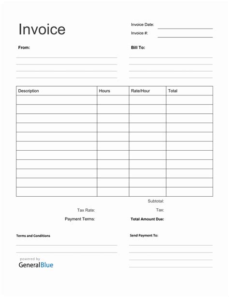 Blank Invoice Template In Pdf Printable