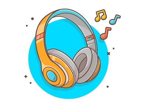 Auriculares Escuchando Música Con Tono Y Nota Música Vector Icono