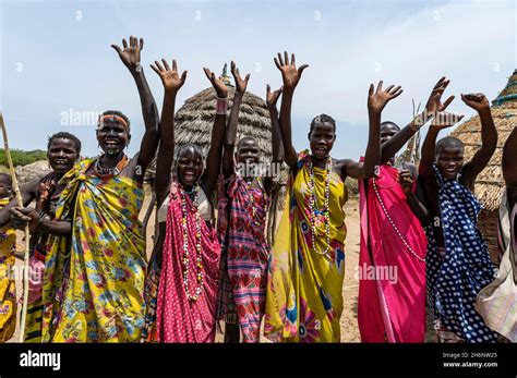 Girls Reunion Of The Toposa Tribe Eastern Equatoria South Sudan Stock