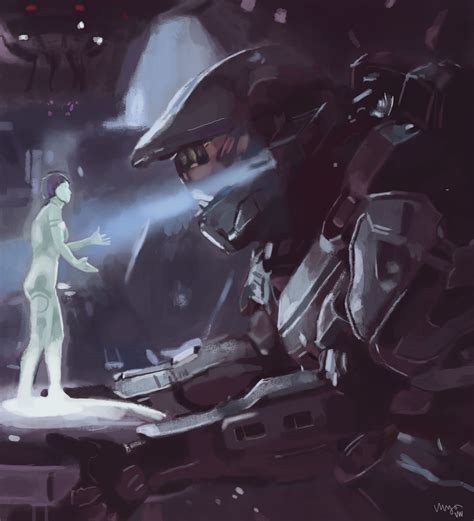 Here Is My Master Chief And Cortana Painting I Finished R Halo
