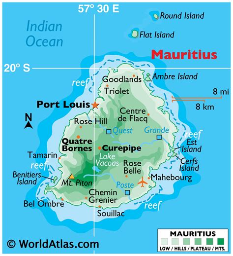 Mauritius is located in southern africa, island in the indian ocean, east of madagascar. Mauritius Large Color Map