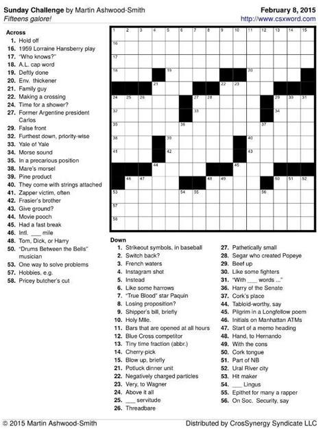 Printable Crossword Puzzles By Jacqueline Mathews The Daily Commuter