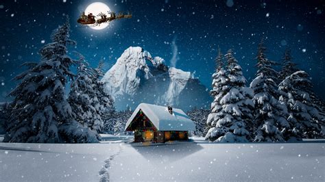 Download Wallpaper 1366x768 Snowfall Winter Hut House Winter