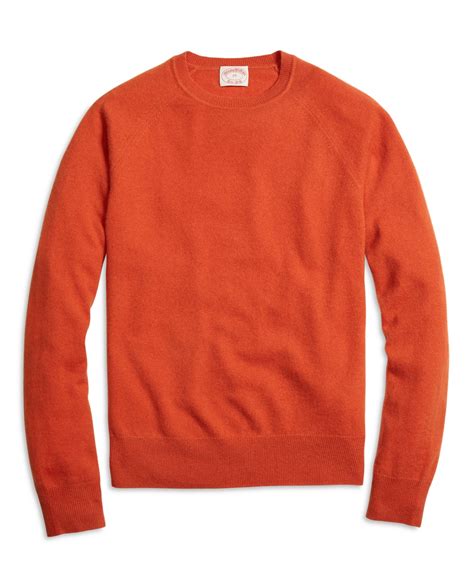 Brooks Brothers Cashmere Crewneck Sweater In Orange For Men Lyst