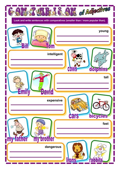 Comparison Of Adjectives Interactive Worksheet Adjective Worksheet