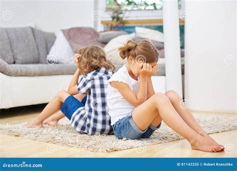 Siblings Pouting After Fight Stock Image Image Of Difficult Eyes