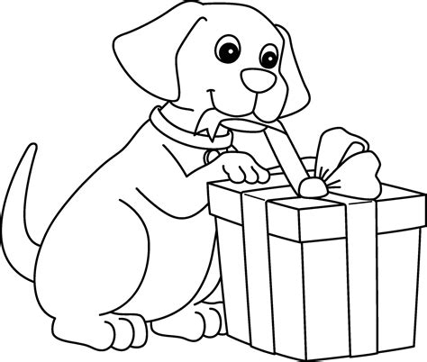 Happy Birthday Dog With Present Isolated Coloring 27584351 Vector Art
