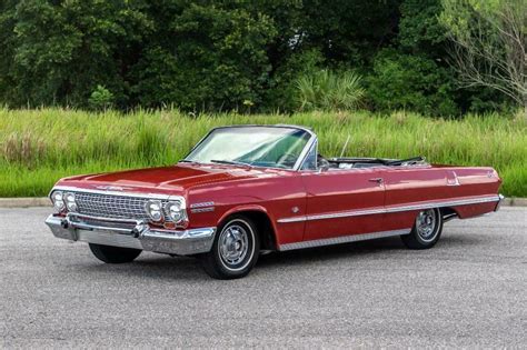 1963 Chevrolet Impala Convertible Super Sport Ss Roman Red For Sale