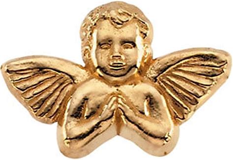 Banvari 08 00x12 00 Mm Praying Angel Lapel Pin In 14k Yellow Gold Brooches And Pins