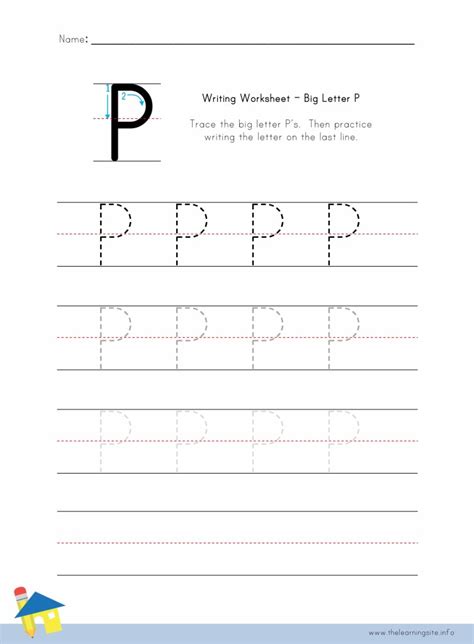 Big Letter P Writing Worksheet The Learning Site
