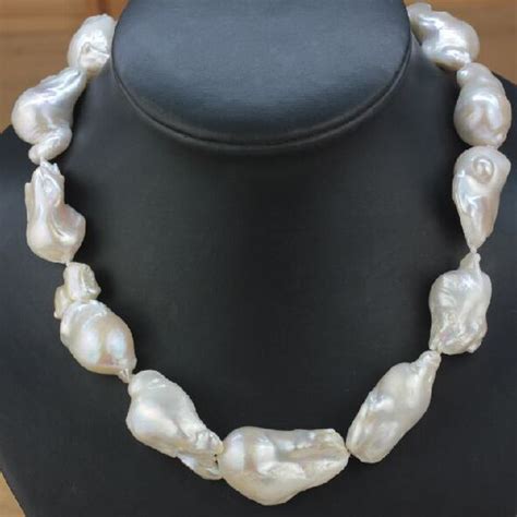 Huge Mm Natural South Sea Genuine White Baroque Pearl Necklace In Chain Necklaces From