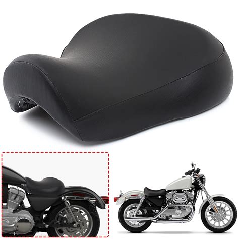 Motorcycle Black Leather Driver Front Leather Pillow Solo Seat Cushion