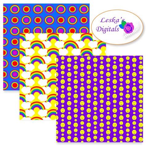 Rainbow Digital Papers Scrapbooking Rainbow Patterns Etsy