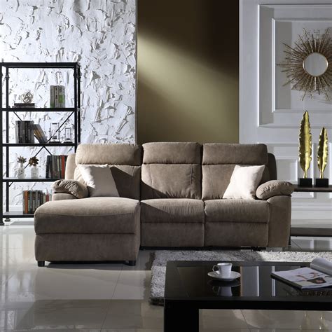 Classic Small Space Reclining Sectional Sofa Beige