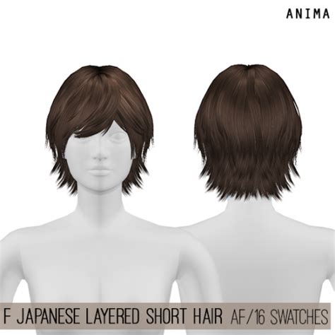 Female Japanese Layered Short Hair For The Sims 4 By Anima Sims 4 Mods