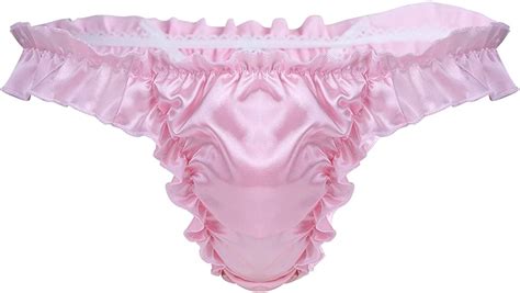 iefiel mens soft satin ruffled frilly thong f briefs sissy silky new product