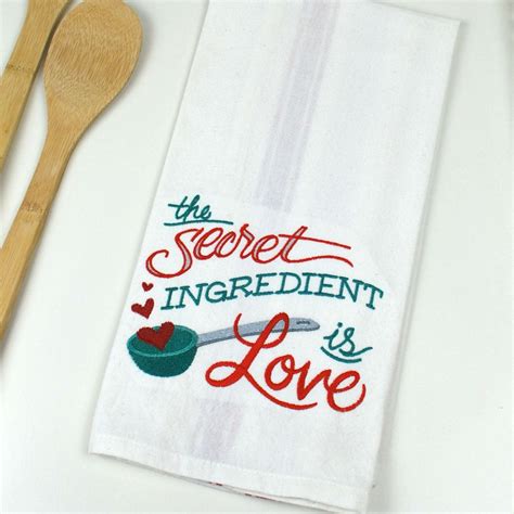 Secret Ingredient Dish Towel Embroidered Kitchen Towel Kitchen Decor Dish Towels Kitchen