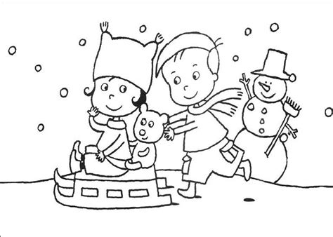 Planse De Colorat Cu Copii Care Se Joaca Iarna