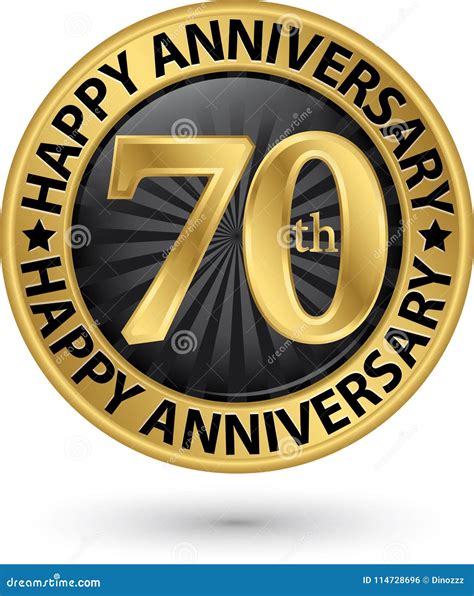 Happy 70th Years Anniversary Gold Label Vector Stock Vector
