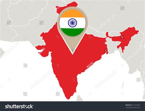 Map With Highlighted India Map And Flag Royalty Free Stock Photo Avopix Com