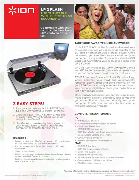 Ion Lp 2 Flash Specification Sheet Pdf Download Manualslib