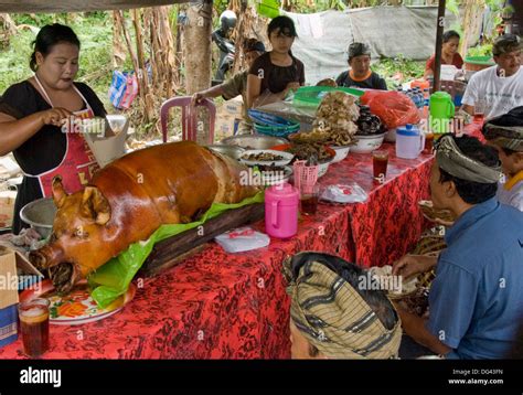 Babi Guling Balinese Roast Pork Denpasar Bali Indonesia Stock
