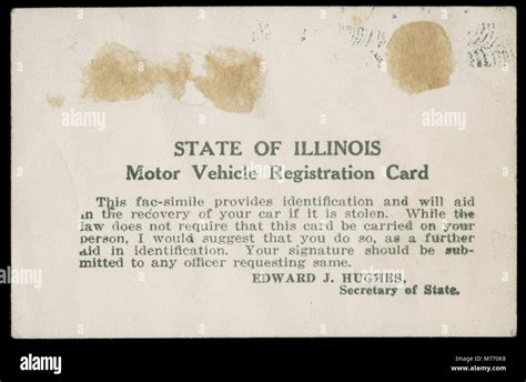 State Of Illinois Motor Vehicle Registration Card For Tech Up 1933