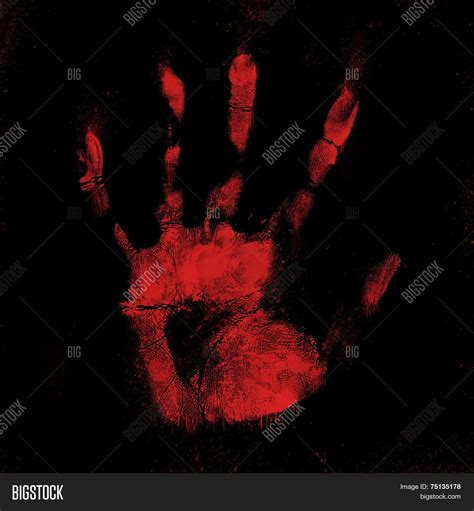 Scary Bloody Hand Print On Black Image And Photo Bigstock