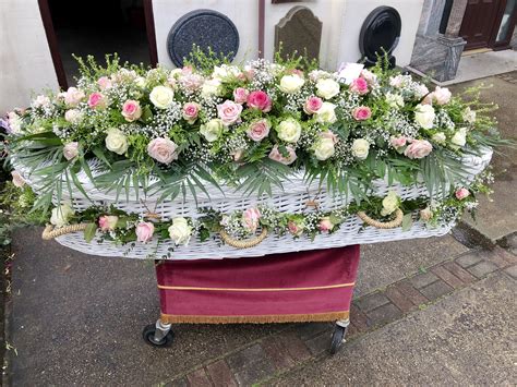 Wicker Coffin Flower Garland Funeral Flowers Funeral Flower