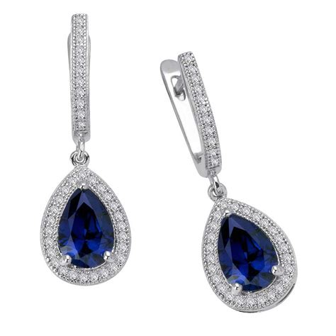 Lafonn Classic Platinum Plated Synthetic Sapphire Earrings 3 32 CTTW