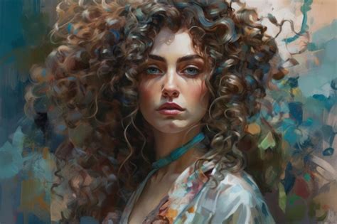 Premium AI Image A Painting Of A Woman With Curly Hair