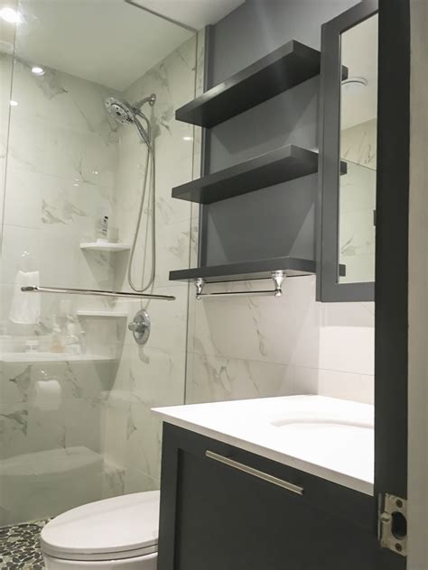Contact us if you need to ship to other countries. Bathroom Reno with Charcoal Grey Floating Shelves | Kerr's ...