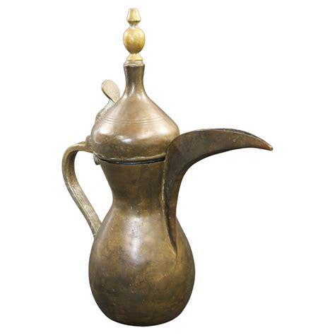 Antique Brass Middle Eastern Arabic Dallah Coffee Tea Pot W Hallmark