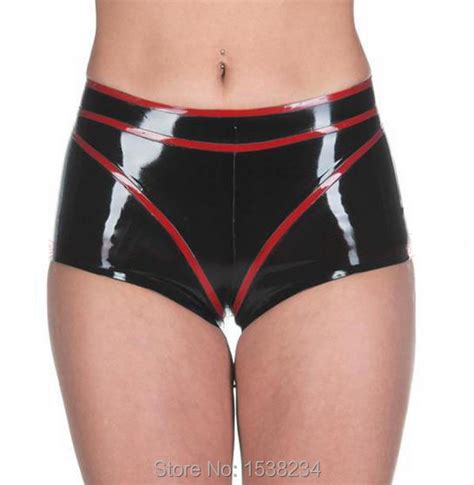 Latex Women Shorts Panties Sexy Women Latex Underwear With Trims In