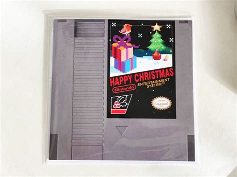 Retro Gaming Christmas Card Nintendo Nes Cartridge Design Etsy