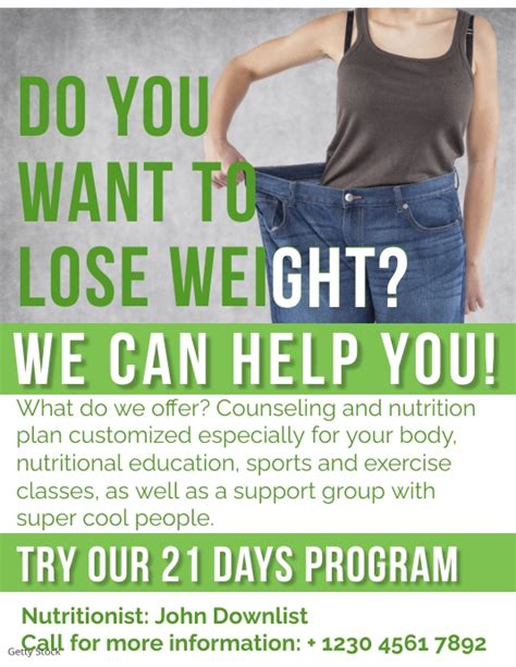 Weight Loss 21 Days Program Flyer Nutritioni Template Postermywall