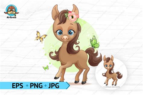 Cute Baby Horse Clipart Cute Farm Animal Clipart Png