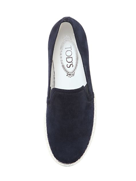 Lyst Tods Suede Slip On Sneakers In Blue For Men