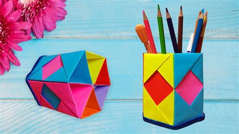 How To Make Pen Stand With Paper At Home Origami Pencil Holder