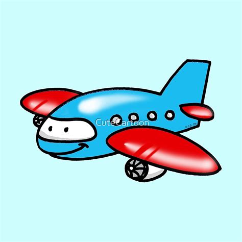 Funny Blue Airplane Cartoon By Cutecartoon Redbubble