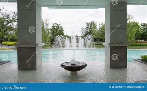 Discover a Captivating Water Fountain Nestled Amidst Majestic Columns
