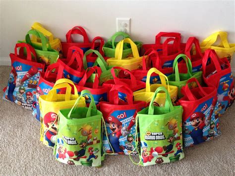 Super Mario Brothers Party Goodie Bags In Bright Fun Colors Mario