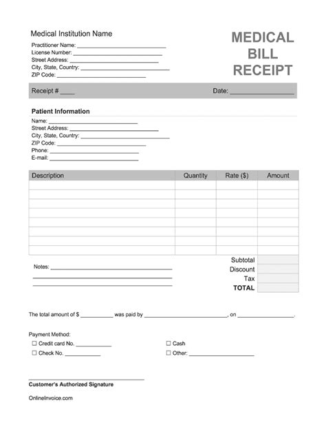 Medical Bill Receipt Template Docx Fill And Sign Printable Template