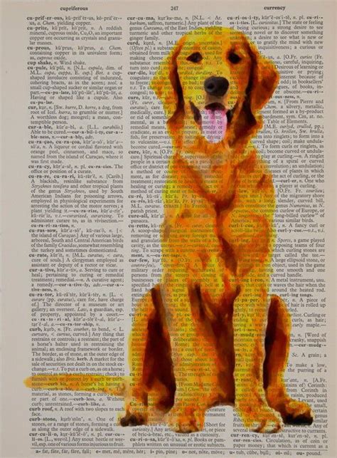 Golden Retriever Dictionary Art Print Dog Pet Animal Wall Art Fine Art