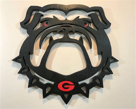 Georgia Bulldogs Uga 3d Hand Scrolled Wood Outline Logo Wall Etsy
