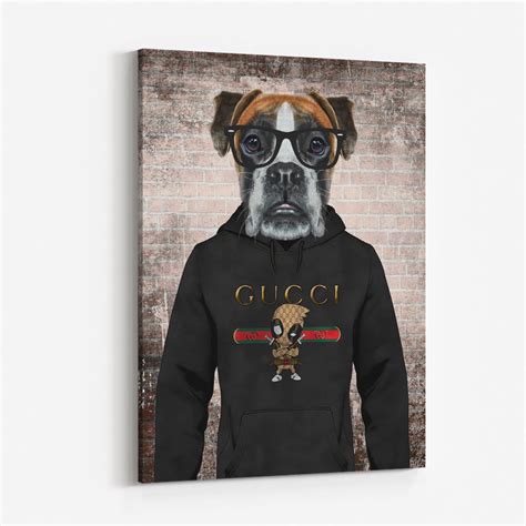 Boxer Dog In A Hoodie Wearing Glasses Wall Art