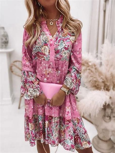 Flare Sleeve Dress Long Sleeve Casual Dress Loose Dress Long Sleeve